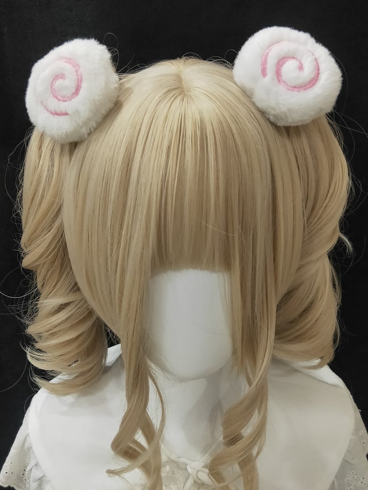 Hairclip WhitePink Plush