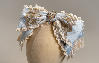 / Blue Hairclip Big Pink Bowknot