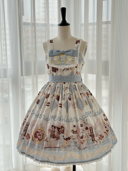 不思議の国のアリス バニープリント スイート ハイウエスト ロリータ ドレス