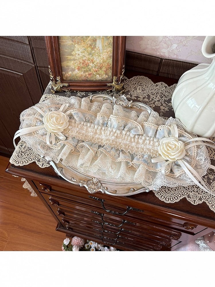 Lolita Lace-Trim Hairband with Floral Accents - Loli Cat