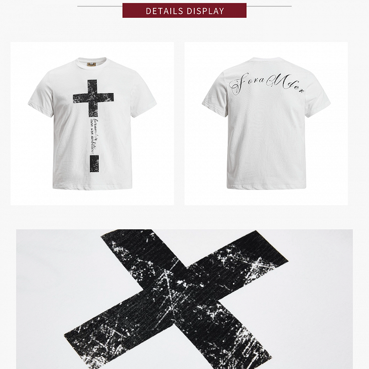 White Cross Print Tee - KNOW8 Online Shop