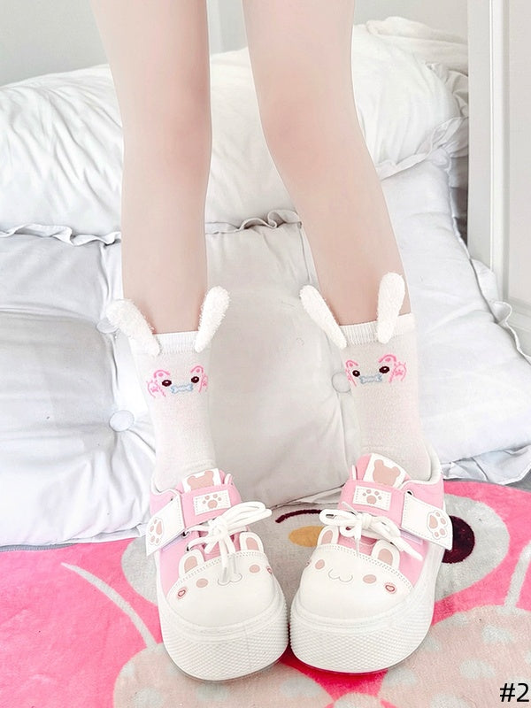 Cute 3 Cotton Options Bunny Design Socks