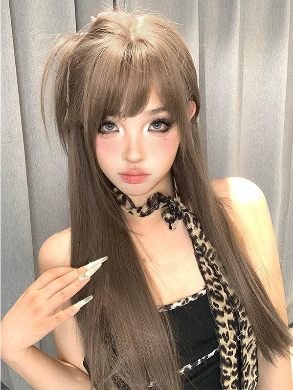 Perücke mit 70 cm langem, braunem Air-Pony