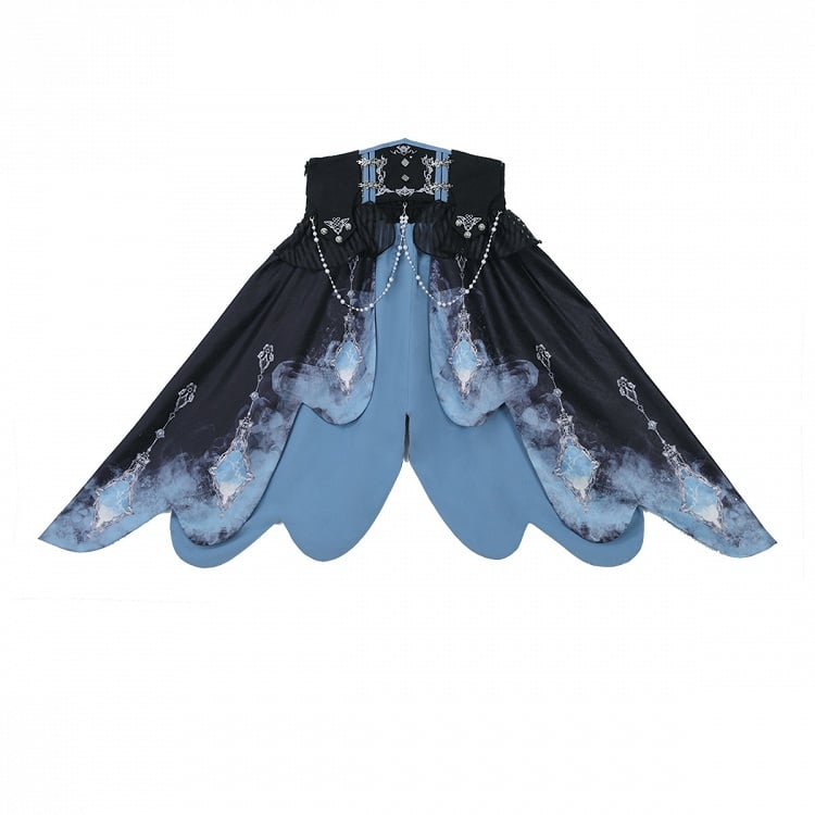 Waist Lolita Military Set High-low + Corset Cropped White Sleeveless Sleeves Full Skirt Futuristic Long Top Dress