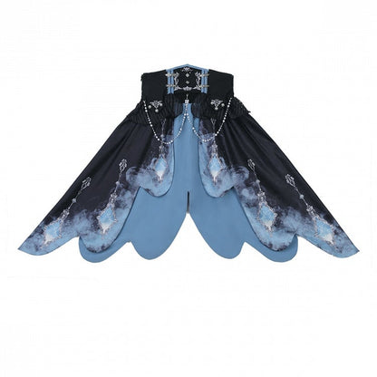 Waist Lolita Military Set High-low + Corset Cropped White Sleeveless Sleeves Full Skirt Futuristic Long Top Dress