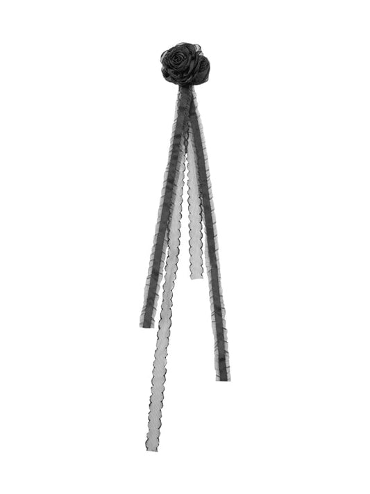 Schwarze Haarspange mit Blumenmuster