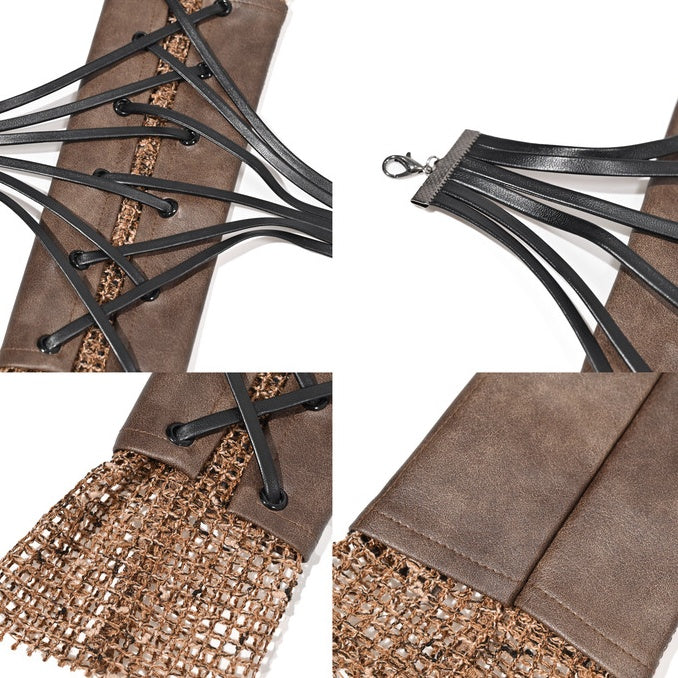 Wasteland Punk Schnürdetail Braune Ärmel