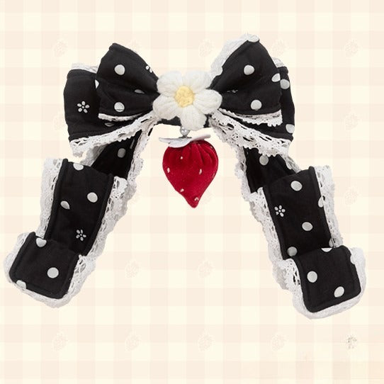 with Charm Lolita Bow Strawberry Hairclip White/Pink/Red/Black