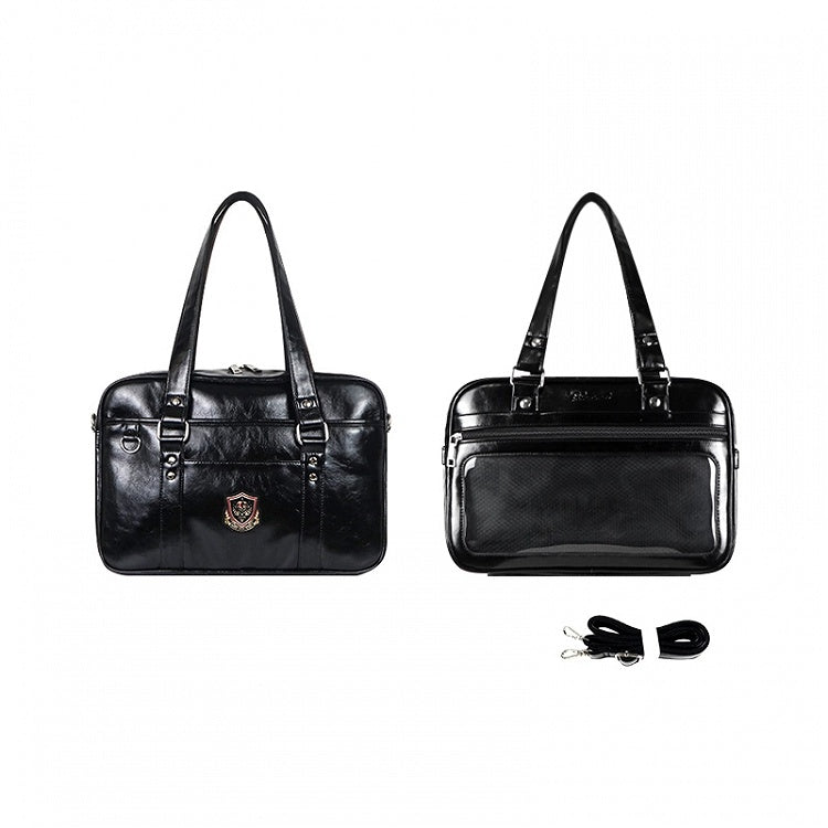 Leder Uniform Style Ita Transparent-Fenster Schwarze Tasche PU JK