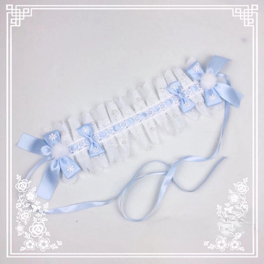 Bow Hairband Ruffled Lace Snowflake