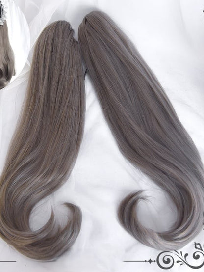 Claw Clips Ponytails Grey 45cm Two