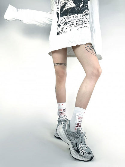 Decoration Heart Letter Socks and Pattern Ear Bunny with White