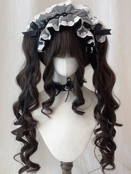 with Double Brown Claw Ponytail Bangs Clips Wig Curly Light Full 60CM