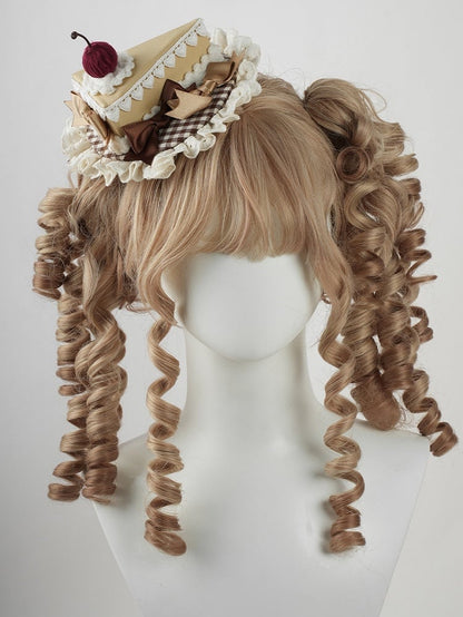 Sweet Lolita Coffee Bow Red Cherry Triangular Cake Mini Hat