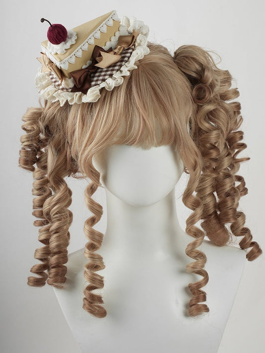 Sweet Lolita Coffee Bow Red Cherry Triangular Cake Mini Hat
