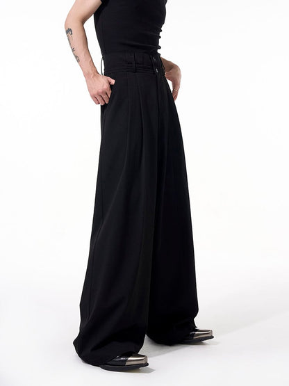 with Wide-leg Waistband Black Men's Pants Dual