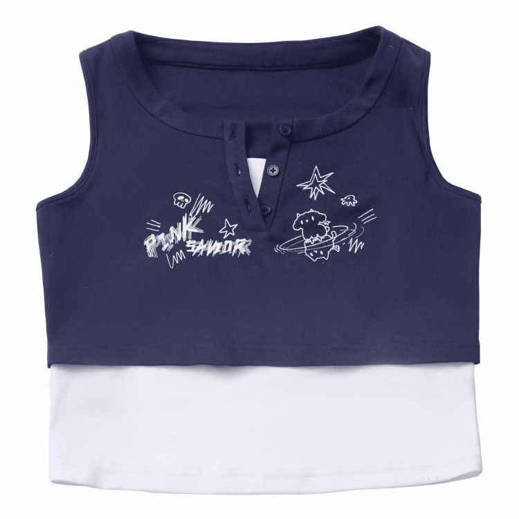 Top in Graffitiblau/Dunkelblau