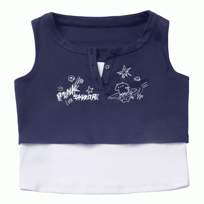 Top in Graffitiblau/Dunkelblau