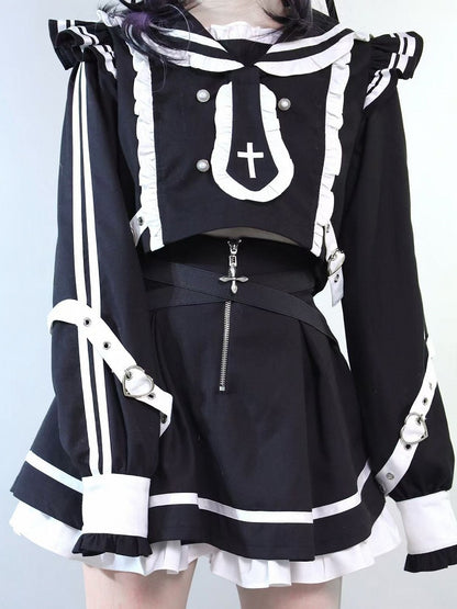 Ruffles Ear Trim Kei Jirai BlackWhite Accessory Cat