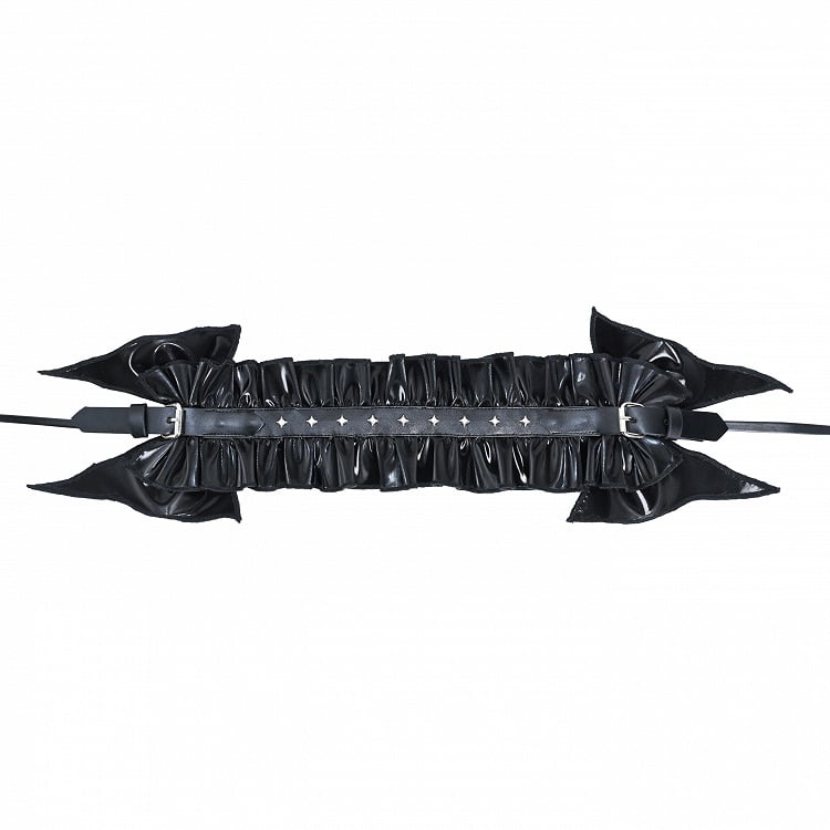 Hairband Punk Bow Black Trim Ruffle