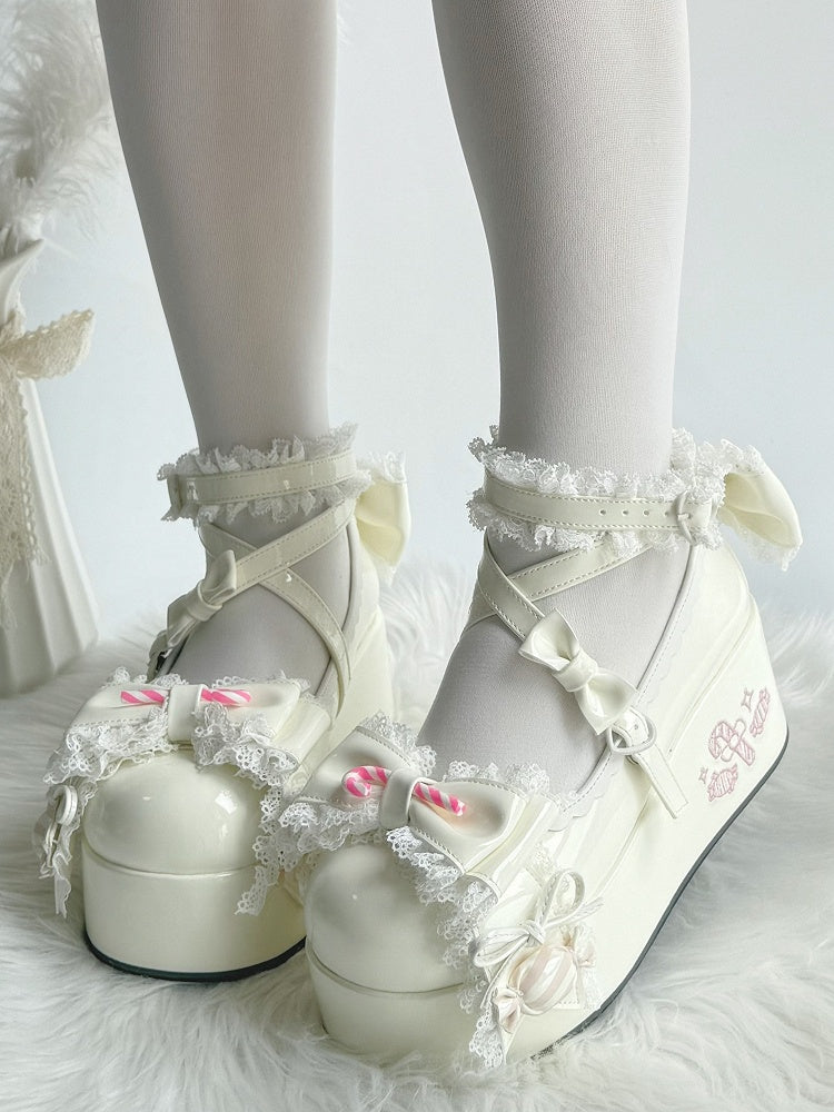 Print Candy Heel - White Lolita Sweet Platforms