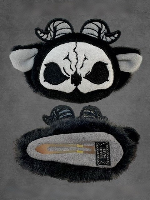 Black Gothic Hairclip Grim and Plush Reaper White