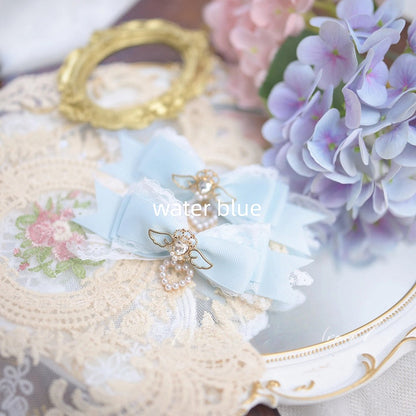 Lace 7 Colors Bowknot Hairclips Jirai Kei Charm Beaded with Heart