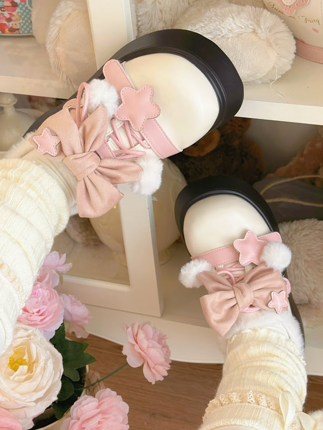 Accents Winter Star Fleece-Lined Sweet Beige Pink - Plateauschuhe