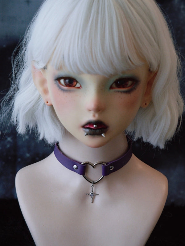 Lila Choker Kreuz Herz Anhänger Gothic