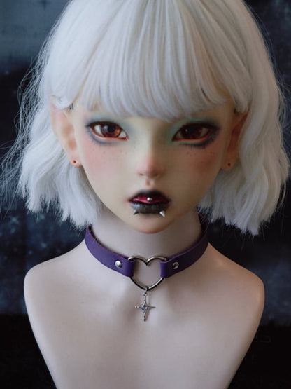 Gothic Cross Purple Pendant Heart Choker