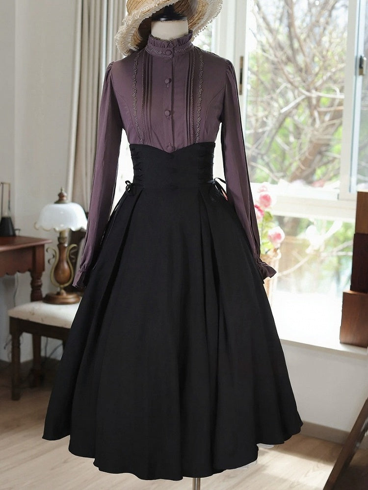 Classic High Waist Skirt with Strap Detail - Tiny Garden