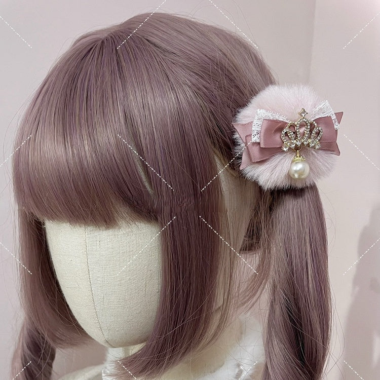 6 Colors Pompom Hairclip Plush Bow