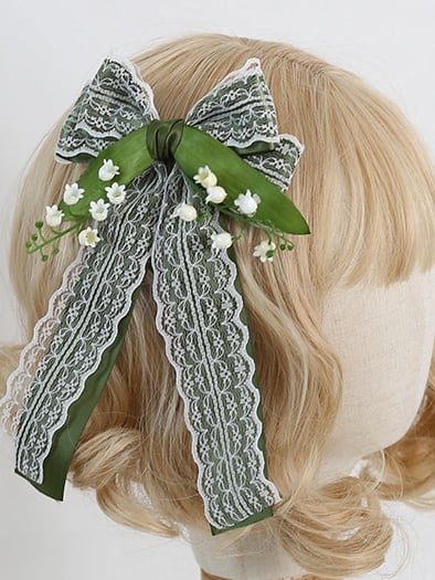 Of Lace Lolita Green Lily Valley Elegant Bowknot Hairclip The