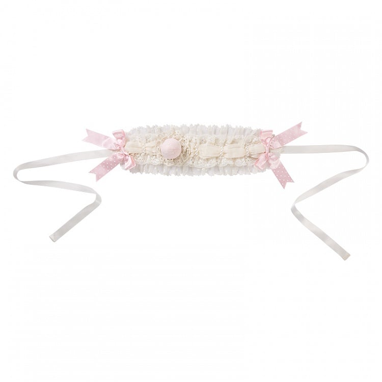 Pink Strawberry and Bow Accents Beige Hairband