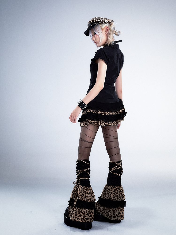 Waist-Cinched Top Crop Black Punk Vintage