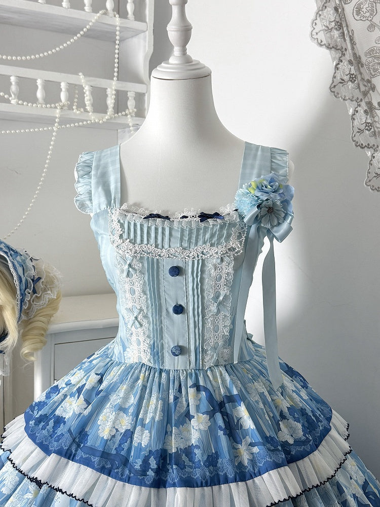 Blue Floral Hairclip - Flower Ferry Lolita