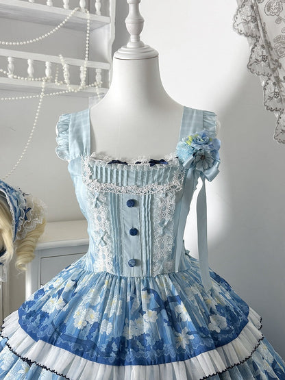 Blue Floral Hairclip - Flower Ferry Lolita