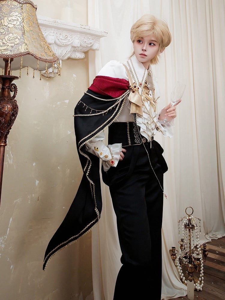 Embroidered Ouji Lolita One Shoulder Cape - Xiong Dou Jiang