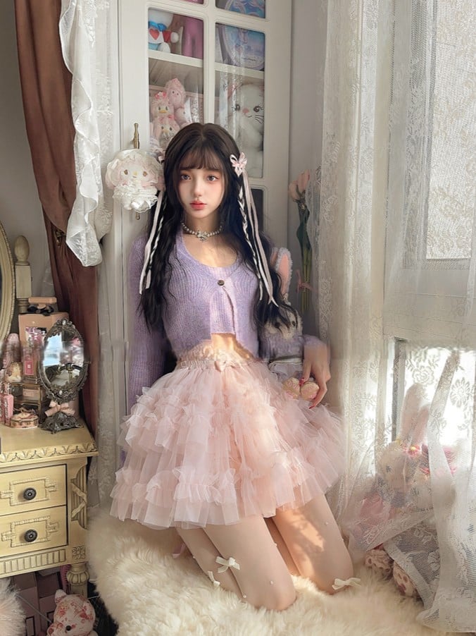 Lining With Mini Skirt Puffy Pink Tulle Tiered Shorts