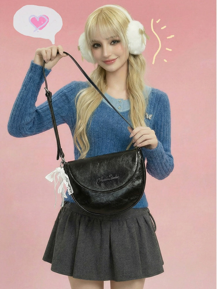 3 Colors PU Ita Shoulder Bag with Transparent Window - Aorda