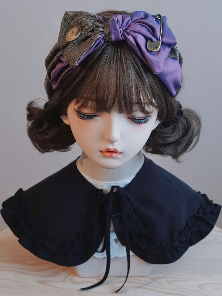 装飾ボタン ビッグKCピン＆リボン パープル