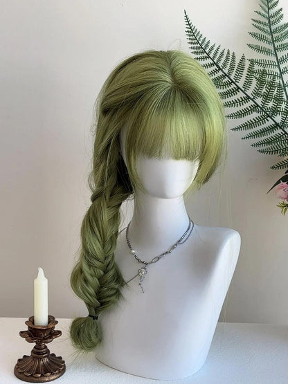 Bangs Straight Full Wig Green 60CM with