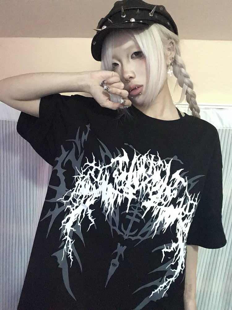 Graphic Gothic White/Black Dark T-Shirt Fantasy