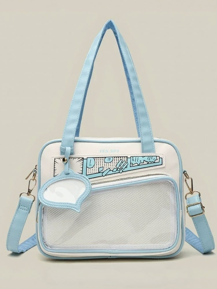 Kawaii Transparent Pocket Double Shoulder Bag in 4 Colors - CMERSIKENG