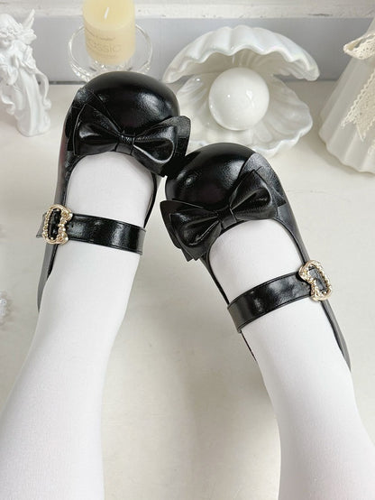 Sweet Heel Lolita Heels Black PU with Low 2cm