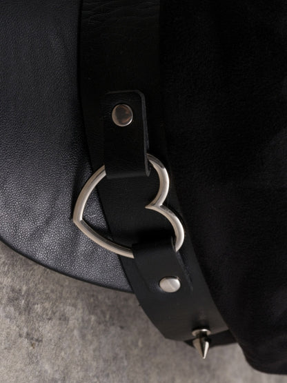 Details Heart Studs Hat Beret Gothic Ring Black