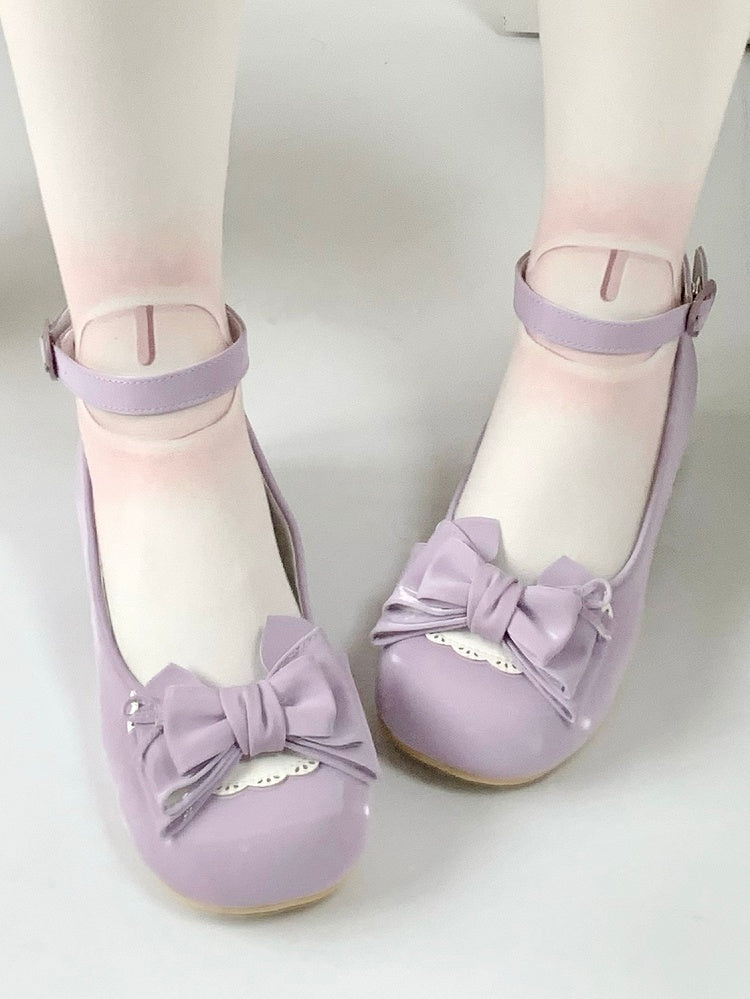 Low Ankle - Heart with Heels Snap Scalloped Lolita Ribbon Sweet Purple Edge Ballet