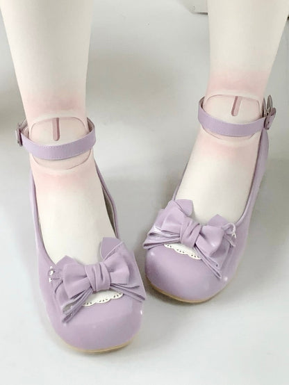 Low Ankle - Heart with Heels Snap Scalloped Lolita Ribbon Sweet Purple Edge Ballet