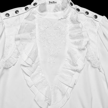 Shirt Pullover Men's Gothic White Glamorous