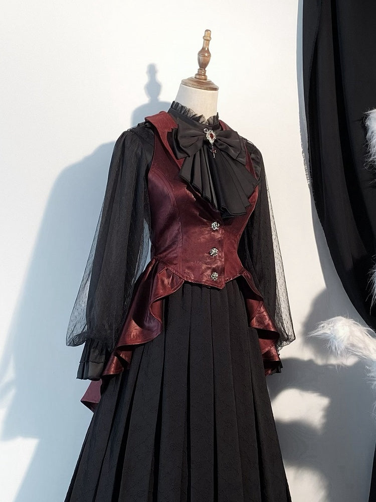 Skeleton Waistcoat Gothic Embroidery Red Lolita Sword with Tail